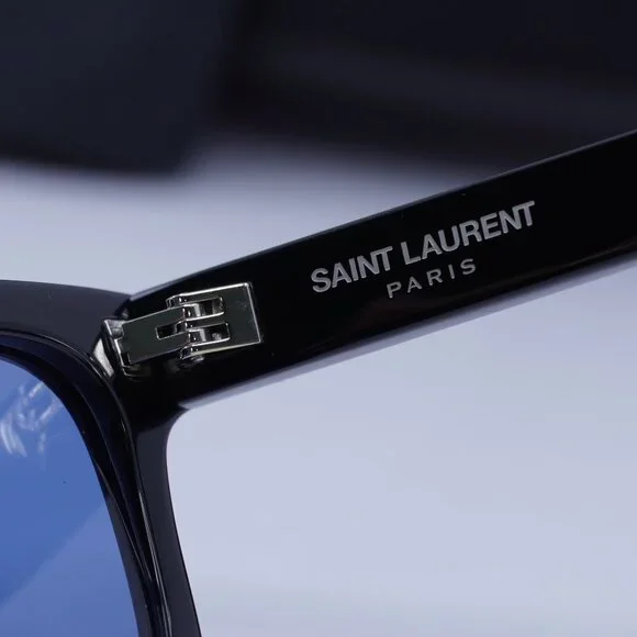 Saint Laurent SL461 BETTY 009 Rectangle Sunglasses - Black/Blue - Picture 8 of 9
